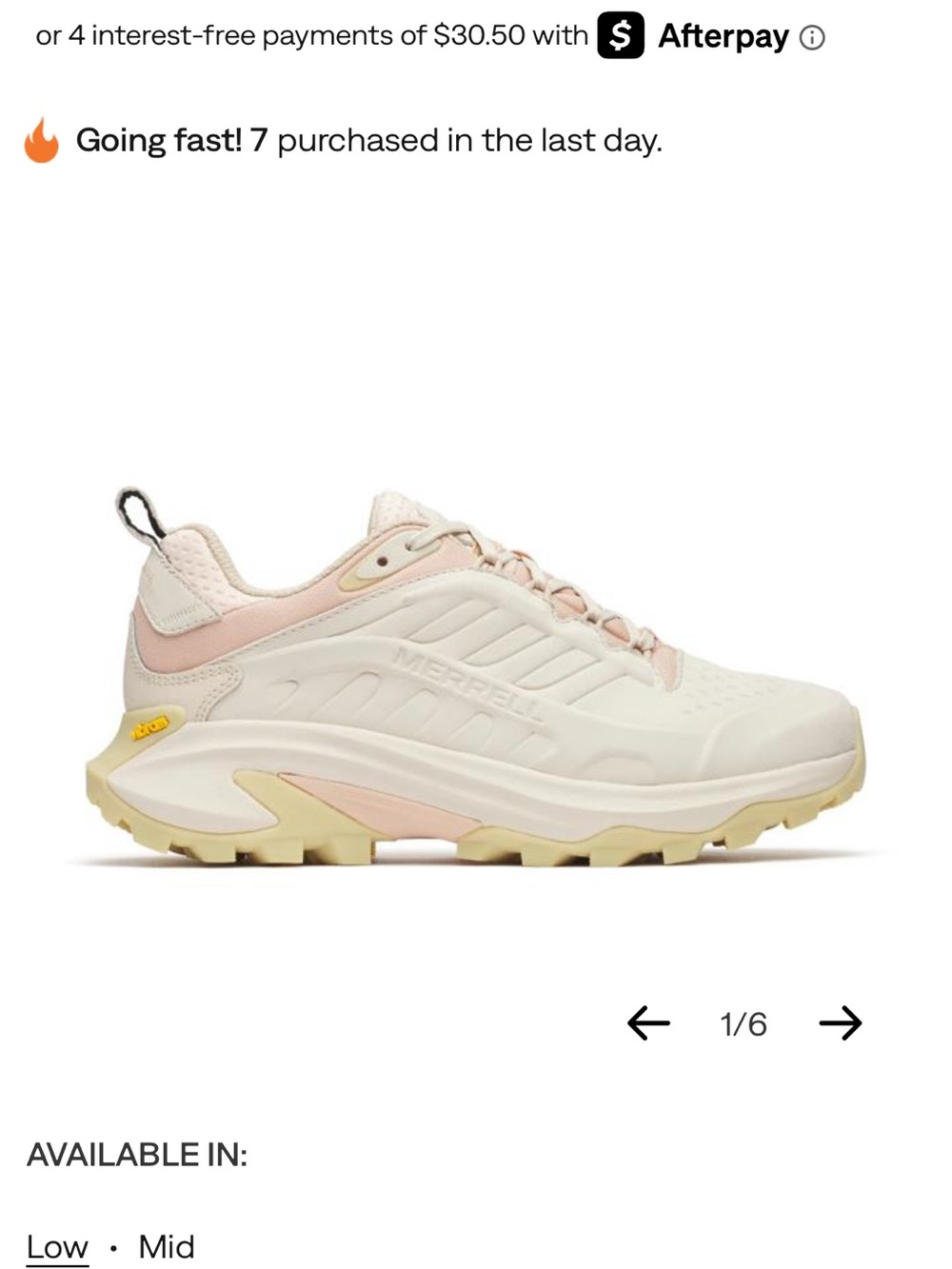 Merrell Women's Trail Sneaker in Cream and Pink